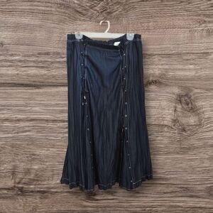 Alison Sheri Chic Navy A-Line Skirt With Side Ties Size L